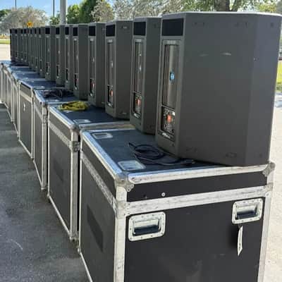 JBL PRX615M Powered Speakers in Wheeled Road Case #6740/6774(PAIR)TRUEHEARTSOUND image 1