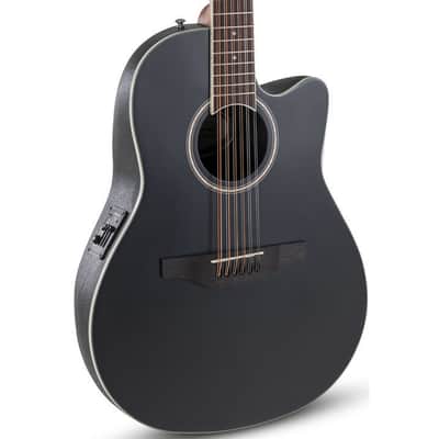 Ovation Applause AB2412-5S Mid Depth Acoustic Electric Guitar - Black Satin image 1