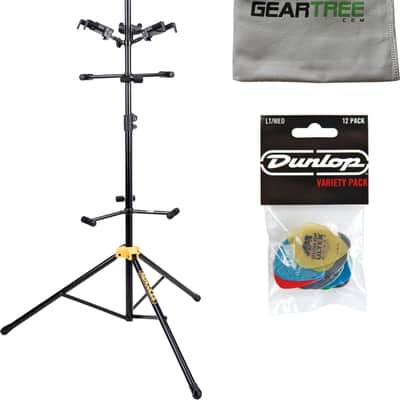 Hercules GS526BPlus Universal 6-Piece Guitar AutoGrip Display Stand w/ Cloth and Pick Pack image 1