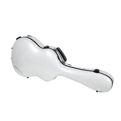 Crossrock Ultra-Light Fiberglass Case-Fits 4/4 Classical Nylon String Guitars, Includes Protective Cover, Interior Compartment, TSA Lock, Weight 6.4lb-White image 1