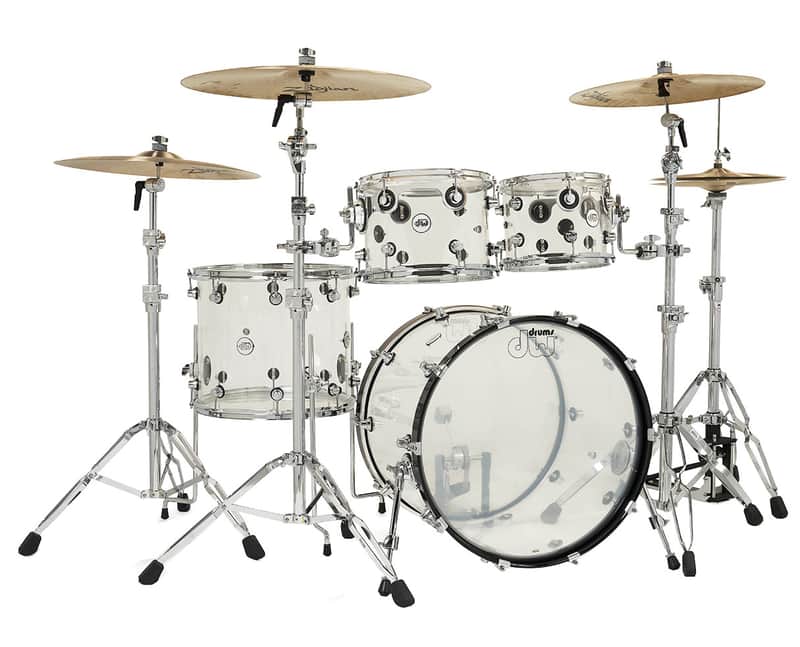 DW Design Series 4-pc Acrylic Shell Pack Clear w/ 22" Kick image 1