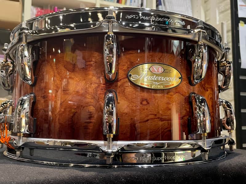 Pearl MWAC1465S20/C4 MasterWorks Snare Drum 16ply Heavy Shell Natural Bubinga Burst 14"×6.5" image 1