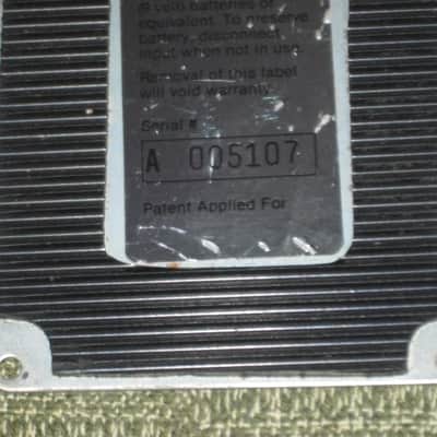 used vintage DOD Performer Series BOTTOM PLATE ( screw holes are on 4 corner areas) NO: pedal/other parts - early 1980s - Metal Plate has Silver & Gray Finish / Stiff Black Rubber Padding (padding has ridges) has Label, underside sanded & repainted gray image 6