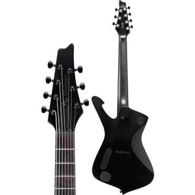 Ibanez Iron Label ICTB721-BKF Iceman 7-String Solid Body Electric Guitar with Ebony Fretboard, Right-Handed, Black Flat image 3