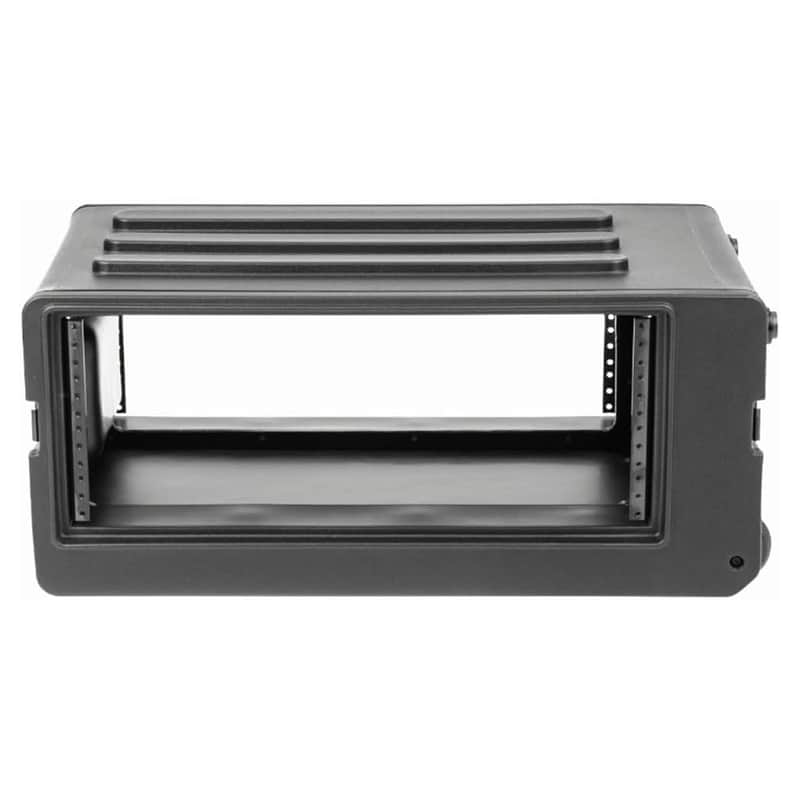 SKB 4U rSeries Shallow Rolling Rack with Integrated Back Wheels and 1-Touch Pull Handle, Comes with 8 Rack Units and Interlocking Molded Stacking Bars image 1