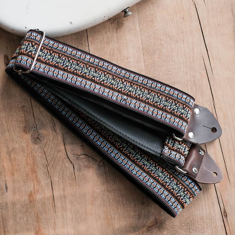 Vintage Blue 60s/70s Hippie Guitar Strap / Handmade in the UK / Case Candy image 1