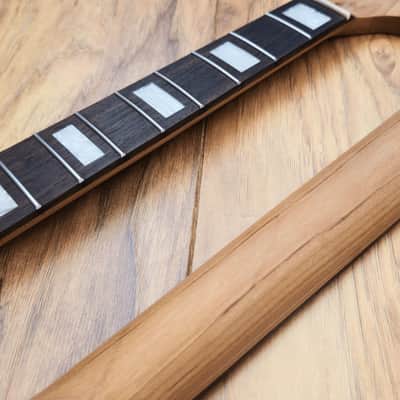 Stratocaster Compatible Roasted Maple and Rosewood Guitar Neck Pearl Inlays Unfinished Paddle Headstock image 4
