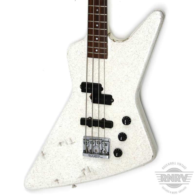 1980's Hamer Blitz Bass White Sparkle image 1