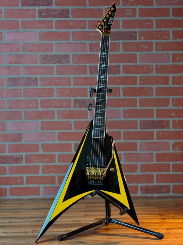 ESP LTD Alexi Laiho Arrowhead SE 20th Anniversary Electric Guitar - Black with Yellow Bevels image 1