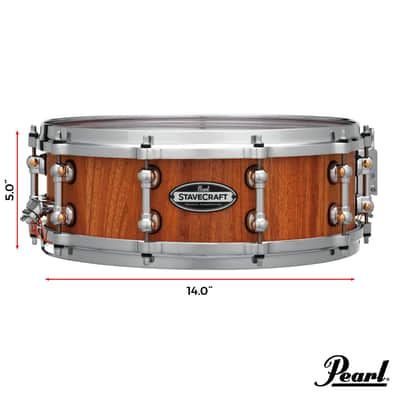 Pearl StaveCraft 14"x5" Maximum Volume Snare Drum with 20mm Makha shell, Thai Oak DadoLoc and MasterCast Die-Cast Hoops in Hand-Rubbed Natural Satin Finish image 4