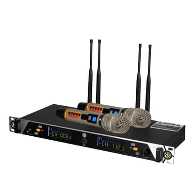 PSG AUDIO UGX21II Silver Wireless Microphone System, 2-Channel UHF Wireless Mic, Fixed Frequency Metal Cordless Mic with 2 Handheld Dynamic Microphones, 250ft Range, Microphone for Singing, Church image 2