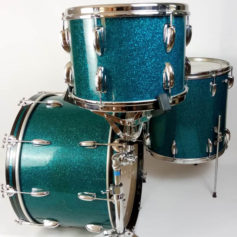 Slingerland 22,13,16 Blue Sparkle Radio King Drum Set'55 3ply Mahogany/Brass 50s image 1