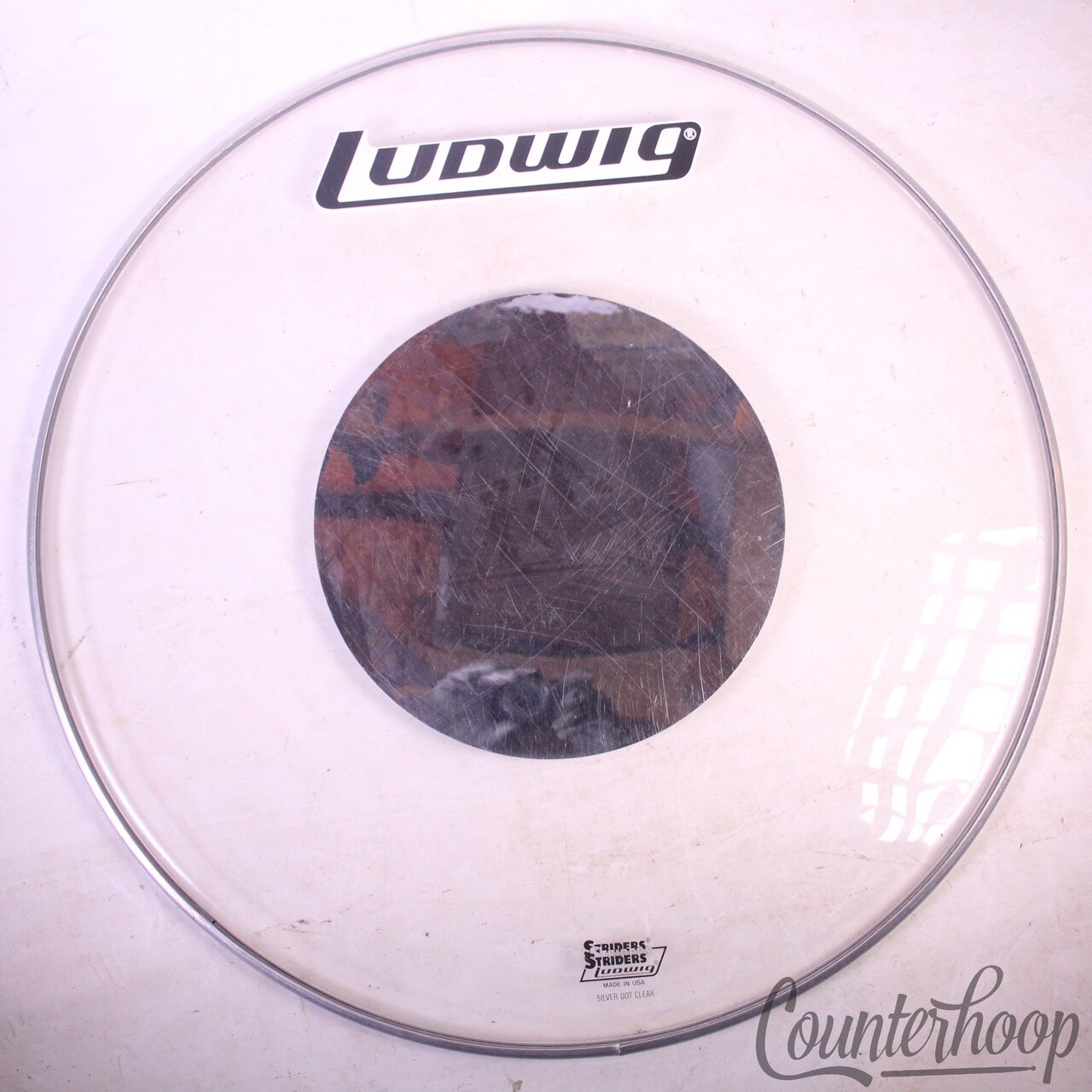 Ludwig 24"Silver Dot Clear Bass Drum Head Striders USA Resonant Vintage 70s* — main photograph