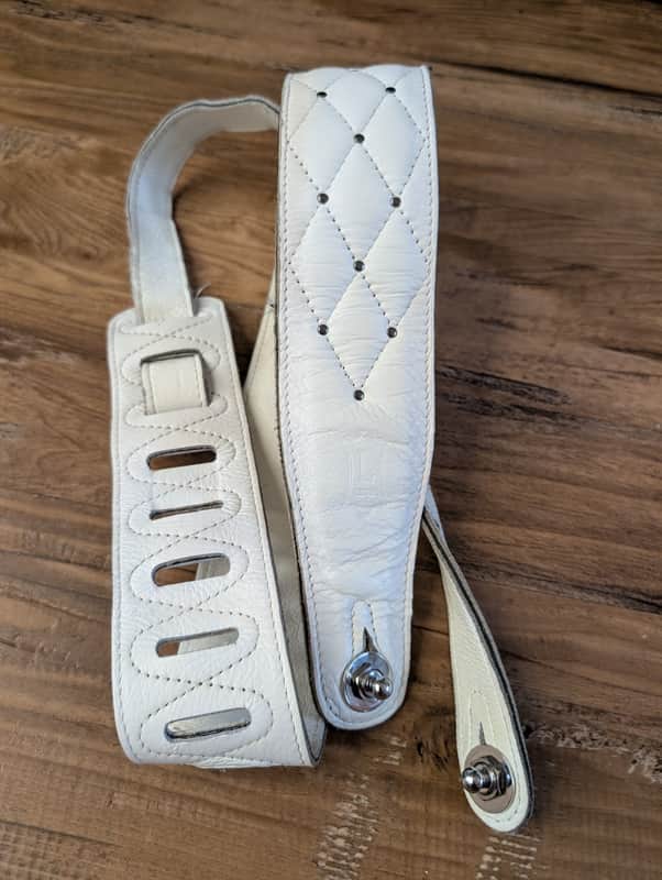 Levy's Leather Guitar Strap 2.5" White With Locks As Pictured NICE Strap! image 1