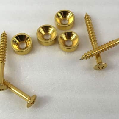 Gold Tone Neck Screw Bolt and Washer / Ferrule Kit Machined Steel / 4 Bolt Necks image 1
