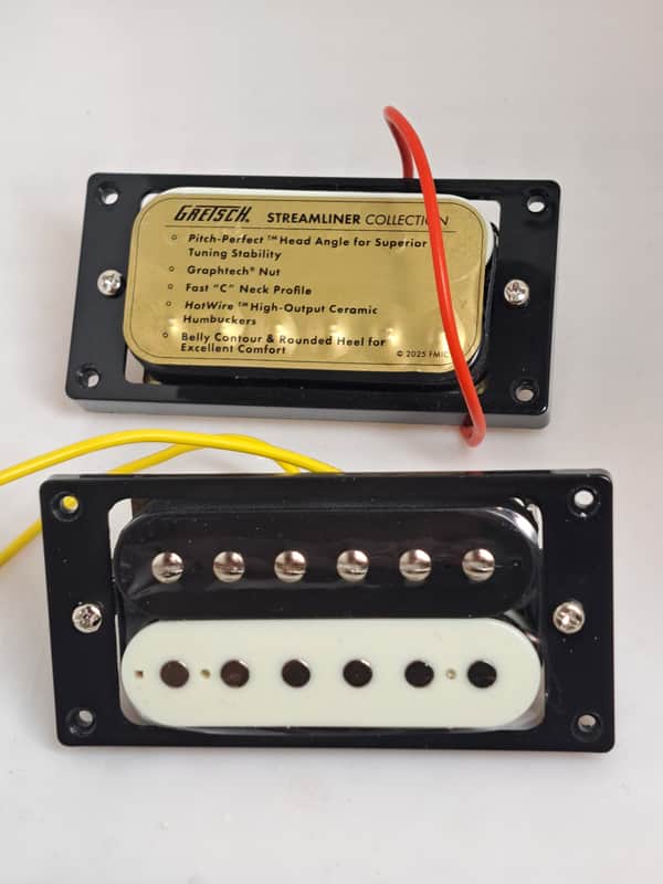 Gretsch HotWire Ceramic Humbucker Pickup Set-Neck & Bridge- Black & Cream Finish- New Unused Pulloff image 1