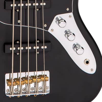 Vintage VJ75 ReIssued Maple Fingerboard Bass Guitar ~ 5-String ~ Black image 3