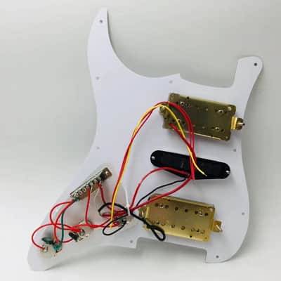Stratocaster Style Loaded HSH Pickguard and Pickup, White image 3