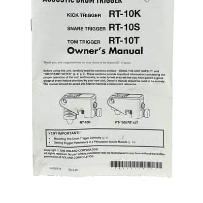 Roland RT-10K Acoustic Drum Kick Trigger V Drums - Never Used - NOS w/manual image 2