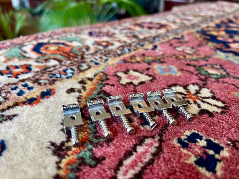Original set (6) 1970's Fender Strat Die Cast Bridge Saddles 027037 image 1