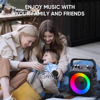Karaoke Machine, Portable Bluetooth Speaker with 2 Wireless Microphones for Adults & Kids with Lights, Karaoke Microphone with PA System Supports USB/TF/REC/FM/AUX for Home Party Home System Packages image 9