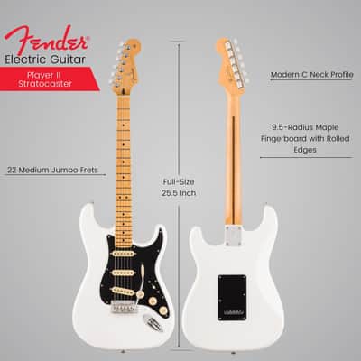 Fender Player II Stratocaster 6-String Right-Handed Electric Guitar with Alder Body and Maple Fingerboard (Polar White) image 4