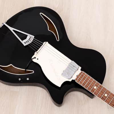 1960 Wandre Blue Jeans Vintage Aluminum Neck Hollowbody Guitar Black w/ Davoli Pickup, Case image 9