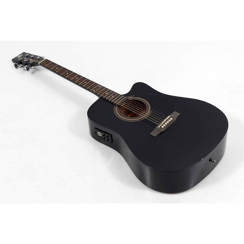 Rogue RA-090 Dreadnought Cutaway Acoustic-Electric Guitar Regular Black image 1