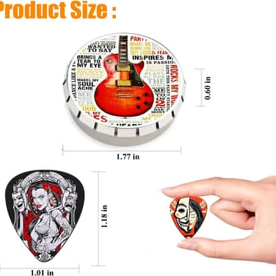 Guitar Picks, 24 Pcs Cool Guitar Pick Thin, Medium, Heavy Guitar Pics,Pick Guitars Variety Pack 0.46 0.71 0.96 1.20mm Thickness,Guitar Picks for Acoustic Guitars Electric Bass (Set -5) image 6