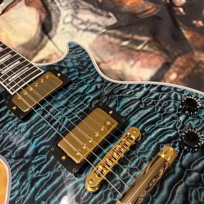 QUILT 👵! 2025 Gibson Custom Shop Les Paul Custom 7A Quilt Top M2M Made To Measure Northen Lights Ebony Fretboard Special Order Figured F Q 5A 7A 1960 V2 Neck Nordic Blue Blueberry Cobalt Trans Aqua Custombucker Pickups Gold Hardware Full Gloss image 20