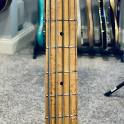 2022 Mike Lull M5V 5-String Bass Shell Pink w/ Highly Figured Birdseye Maple Fingerboard image 4