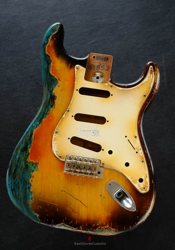 Fender Stratocaster RI Reissue Sunburst over Blue Zebra Body Heavy Aged Relic Made in USA image 1