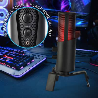 USB Microphone Selectable Pickup Pattern-4 in 1 Polar Pattern Selector Audio Cardioid Condenser Mic w/LED Effect Lights, Podcast Recording Kit for Gaming Streaming Podcasting image 2