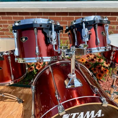 2007 Tama Superstar Drum Set Copper Mist Metallic 22/10/12/14/5.5x14 w/ Hardware image 11