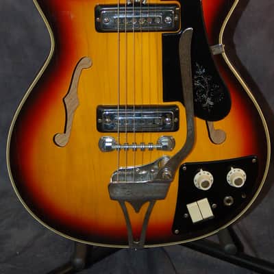 Teisco Del Rey Model EP-8T Slimline Dual Ry Cooder Style Pickups 1960's Sunburst image 2