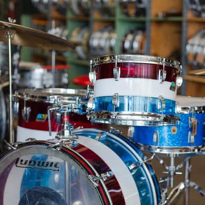 Ludwig 1970s Ludwig Vistalite Kit in Red, White, and Blue - 14x22, 16x16, 8x12 image 2