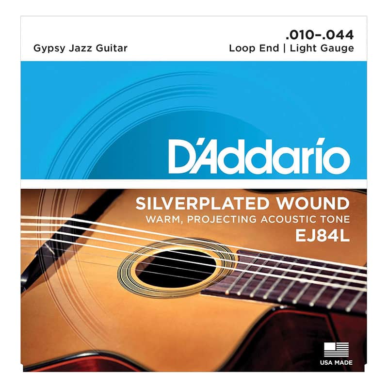 D'Addario EJ84L Gypsy Jazz Acoustic Guitar Strings, Loop End, Light, 10-44 image 1