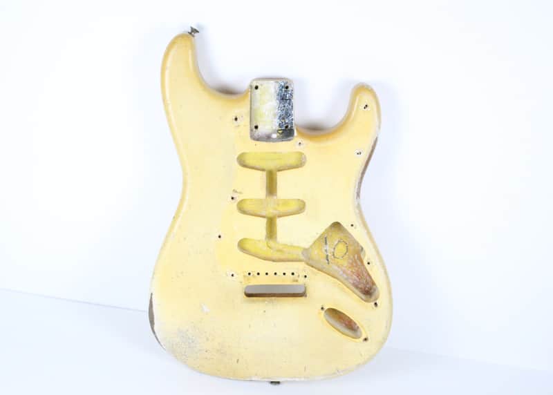 RARE 1963 Vintage Fender Stratocaster BODY 4-Bolt Refinished White/Blonde (Original Sunburst Finish) Strat USA 1960s L-Series Pre-CBS image 1