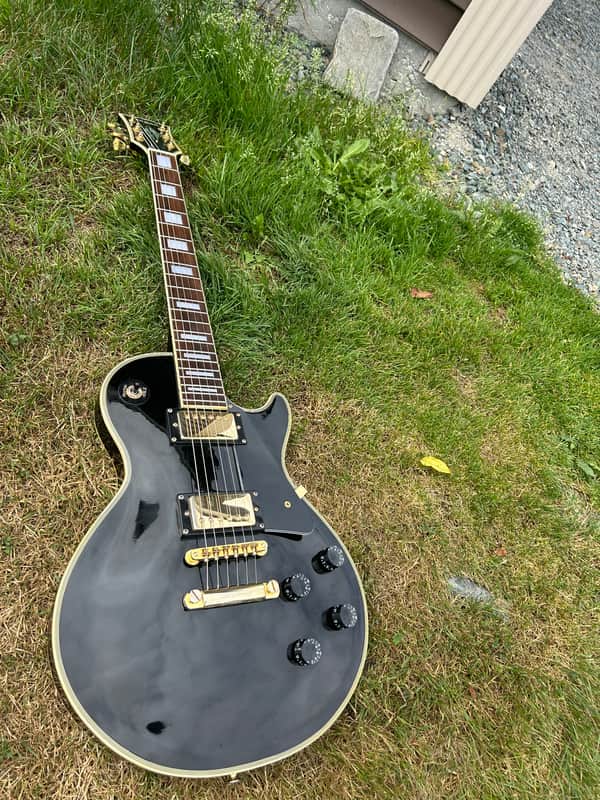 El Degas Les Paul Custom Set Neck 70s/80s - Black Made in Japan image 1