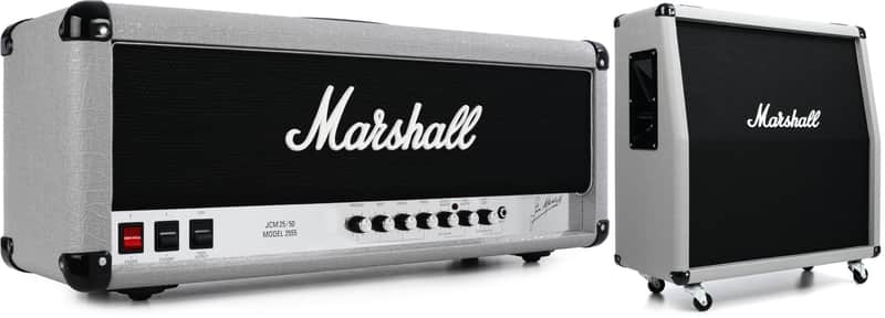 Marshall 2555X Silver Jubilee 100-watt Reissue Tube Head Bundle with Marshall 2551AV Jubilee 280-watt 4x12" Angled Extension Cabinet image 1