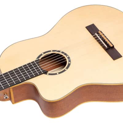 Ortega Guitars Family Series Thinline Acoustic-Electric Left-Handed Nylon Classical 6-String Guitar w/Bag, (RCE125SN-L) image 8