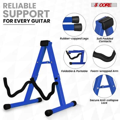 5 Core Guitar Stand A Frame w Soft Foam Arm Non Slip Rubber for Acoustic Electric Bass Ukulele image 2