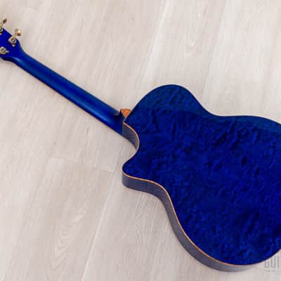 2023 Taylor Custom Grand Auditorium Acoustic Electric Guitar Trans Blue w/ Lutz Spruce + Quilted Maple image 16