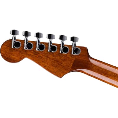Fender California Standard Redondo Mini with Bag Spruce Sunburst Bundle with Fender Celluloid Guitar Picks, Color Medley Medium 12-Pack, Fender Logo Guitar Strap 2in Logo, Fender Original Tuner Black image 6