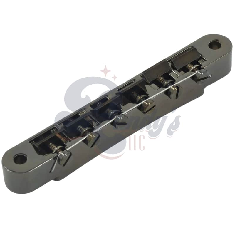 Advanced Plating 1282BC ABR-1 Bridge w/ Plated Brass Saddles (Wired) - Fits Gibson®-Black Chrome/Cosmo Black image 1