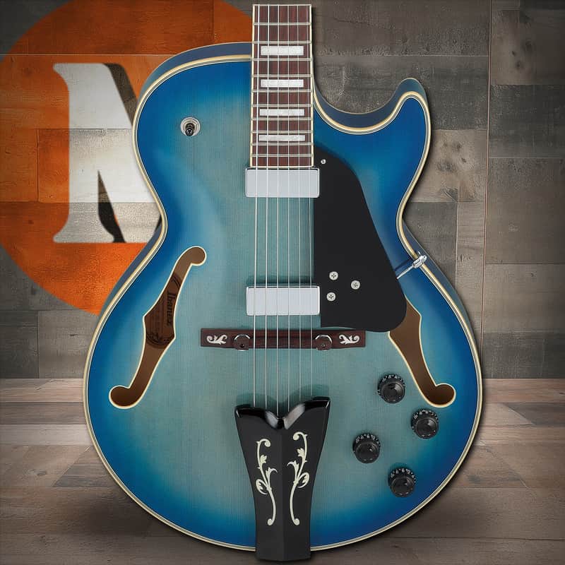 Ibanez George Benson Signature 6 String Hollow Body Electric Guitar - Jet Blue Burst (GB10EMJBB) image 1