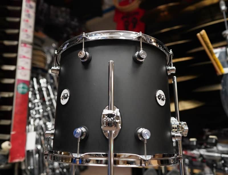 DW Design Series Pure Maple Shell  14'' Floor Tom w/Legs - Black Satin Lacquer (12x14") image 1