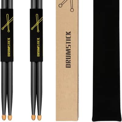 Drum Sticks, 5A Drumsticks Classic Maple Wood Black Drumsticks With Storage Bag, 2 Pairs image 1