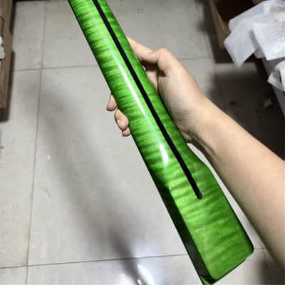 green 22 fret flame Maple electrick guitar neck DIY gloss parts hole 10mm 25.5inch image 4