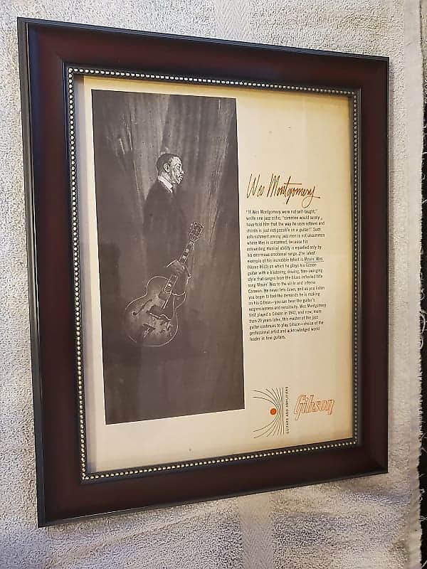 1965 Gibson Guitars Promotional Ad Framed Wes Montgomery L-5 Original image 1
